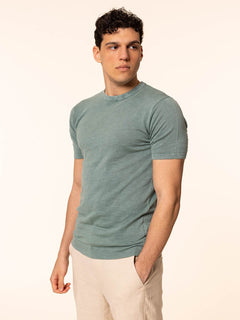 T-Shirt maglia tessuto fiammato|Colore:Salvia