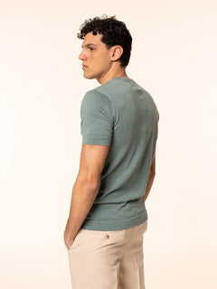 T-Shirt maglia tessuto fiammato|Colore:Salvia