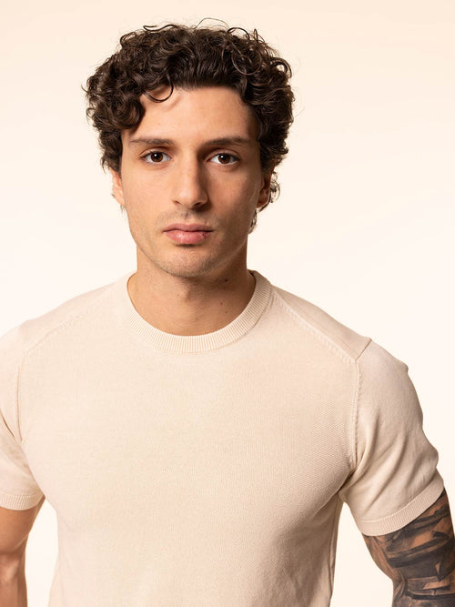 Maglia girocollo in cotone|Colore:Sabbia