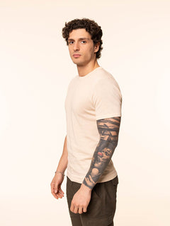Maglia girocollo in cotone rasato|Colore:Sabbia