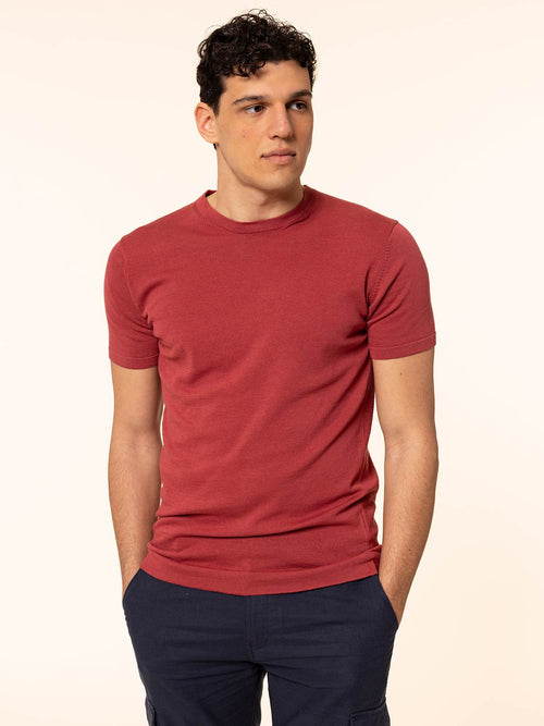 Maglia girocollo in cotone rasato|Colore:Peonia