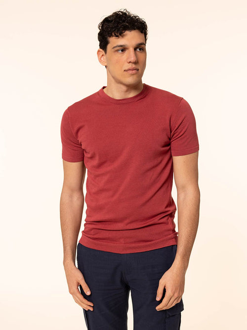 Maglia girocollo in cotone rasato|Colore:Peonia