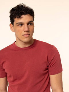 Maglia girocollo in cotone rasato|Colore:Peonia