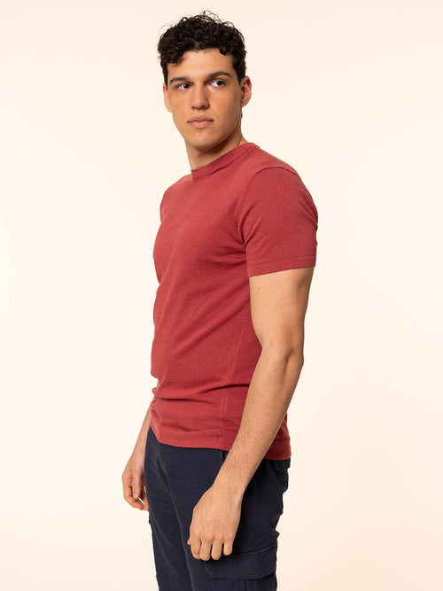 Maglia girocollo in cotone rasato|Colore:Peonia