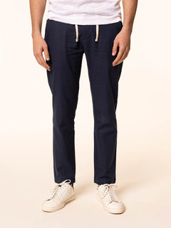 Pantaloni in misto lino|Colore:Blu