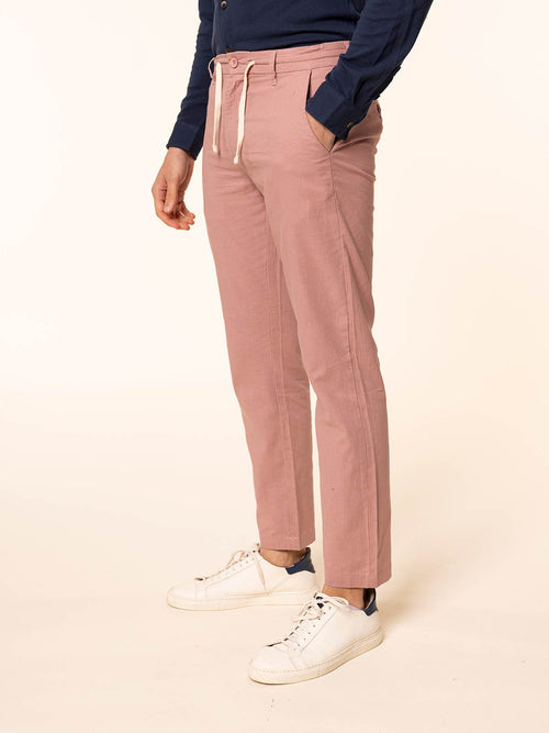 Pantaloni in misto lino|Colore:Peonia