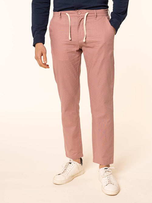 Pantaloni in misto lino|Colore:Peonia