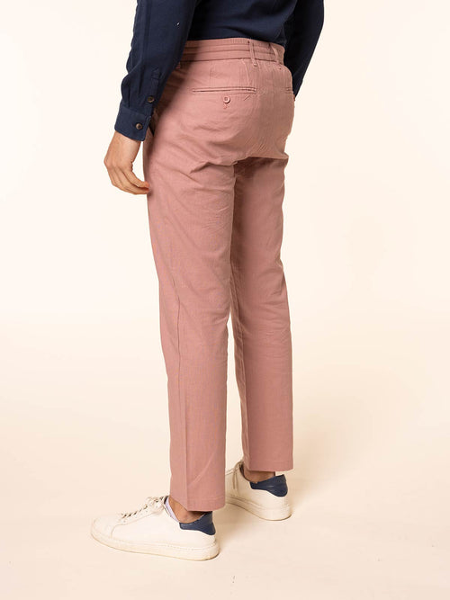 Pantaloni in misto lino|Colore:Peonia
