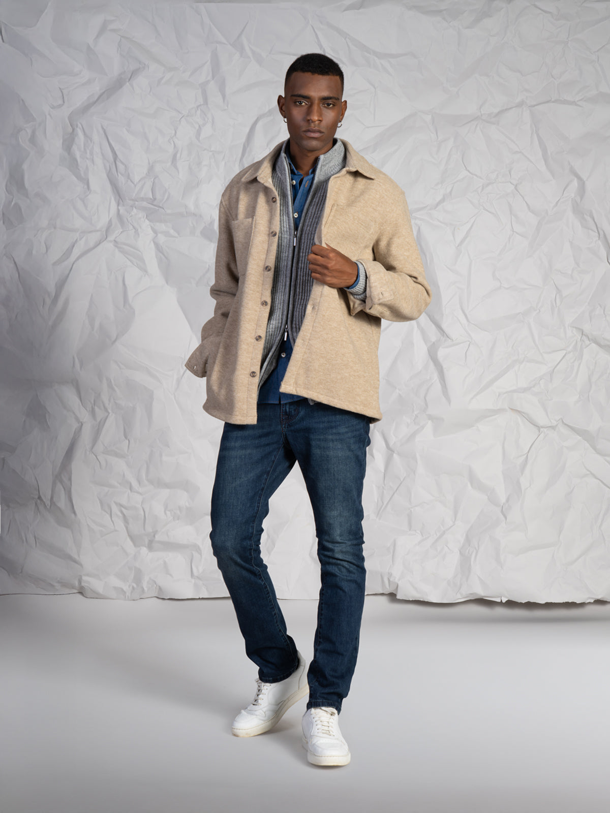 OVERSHIRT IN TESSUTO MORBIDO|Colore:Beige