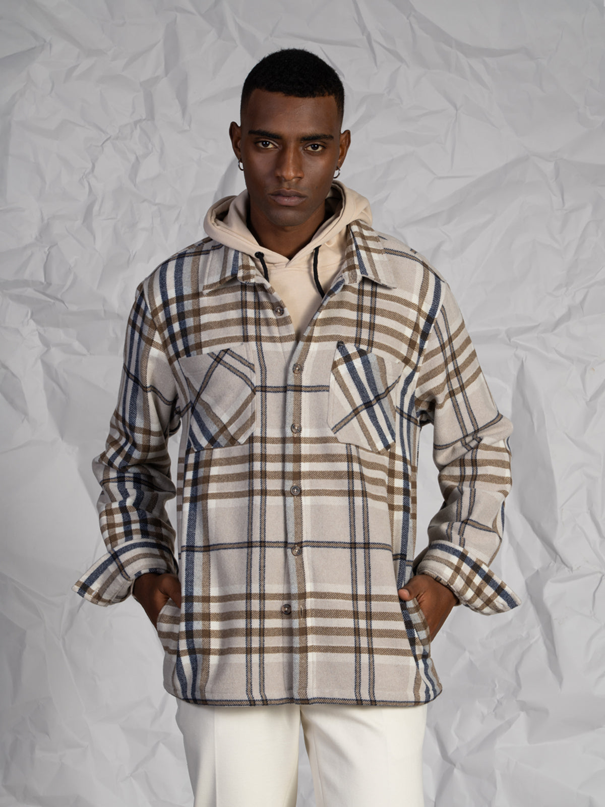 OVERSHIRT A QUADRI|Colore:Beige