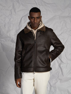 Giubbotto effetto nappa|Colore:Moro