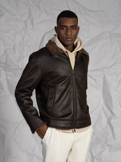 Giubbotto effetto nappa|Colore:Moro