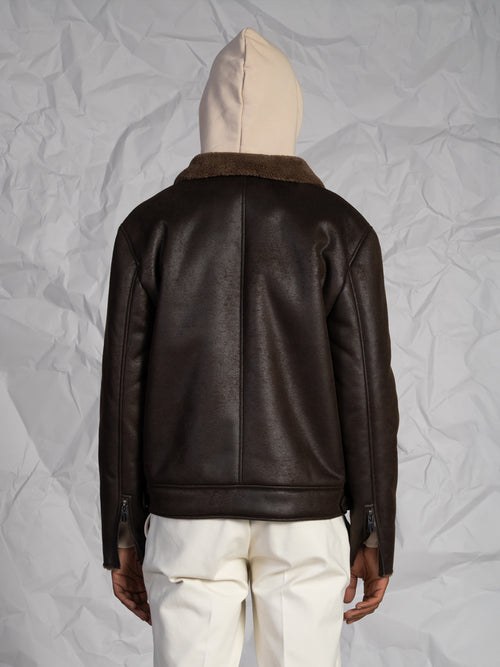 Giubbotto effetto nappa|Colore:Moro