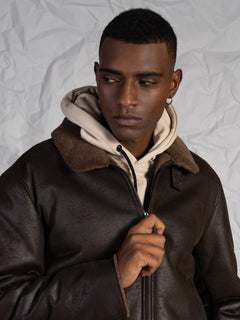 Giubbotto effetto nappa|Colore:Moro