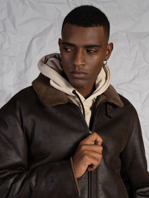 Giubbotto effetto nappa|Colore:Moro