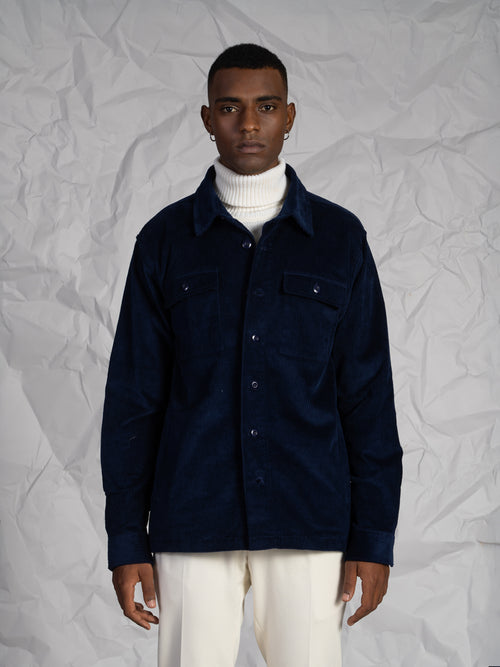 Overshirt in velluto|Colore:Blu