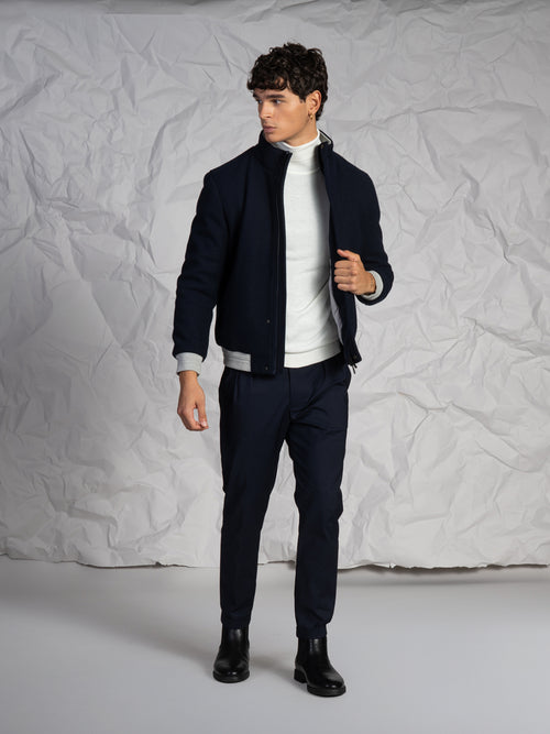 Giubbotto bomber in panno|Colore:Blu