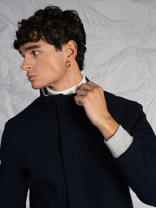 Giubbotto bomber in panno|Colore:Blu