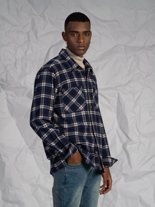 Overshirt a quadri|Colore:Blu