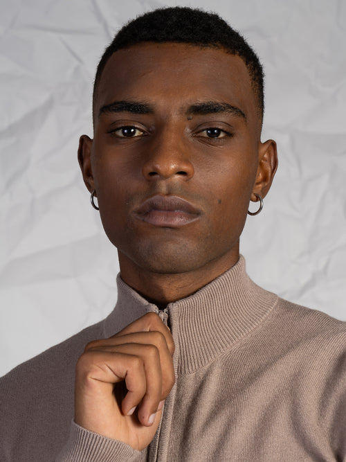 Cardigan con zip|Colore:Tortora