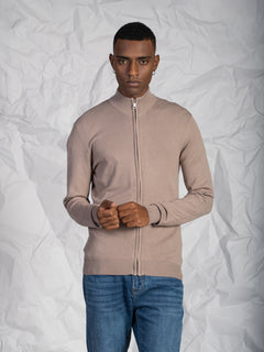 Cardigan con zip|Colore:Tortora