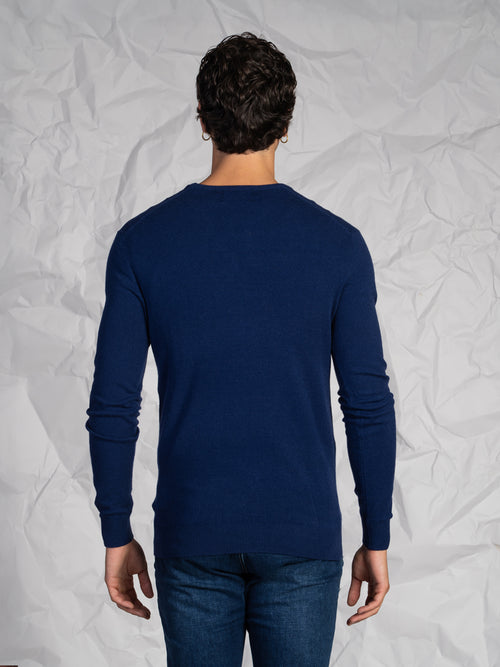 Maglia girocollo misto lana e cashmere|Colore:Marinaio