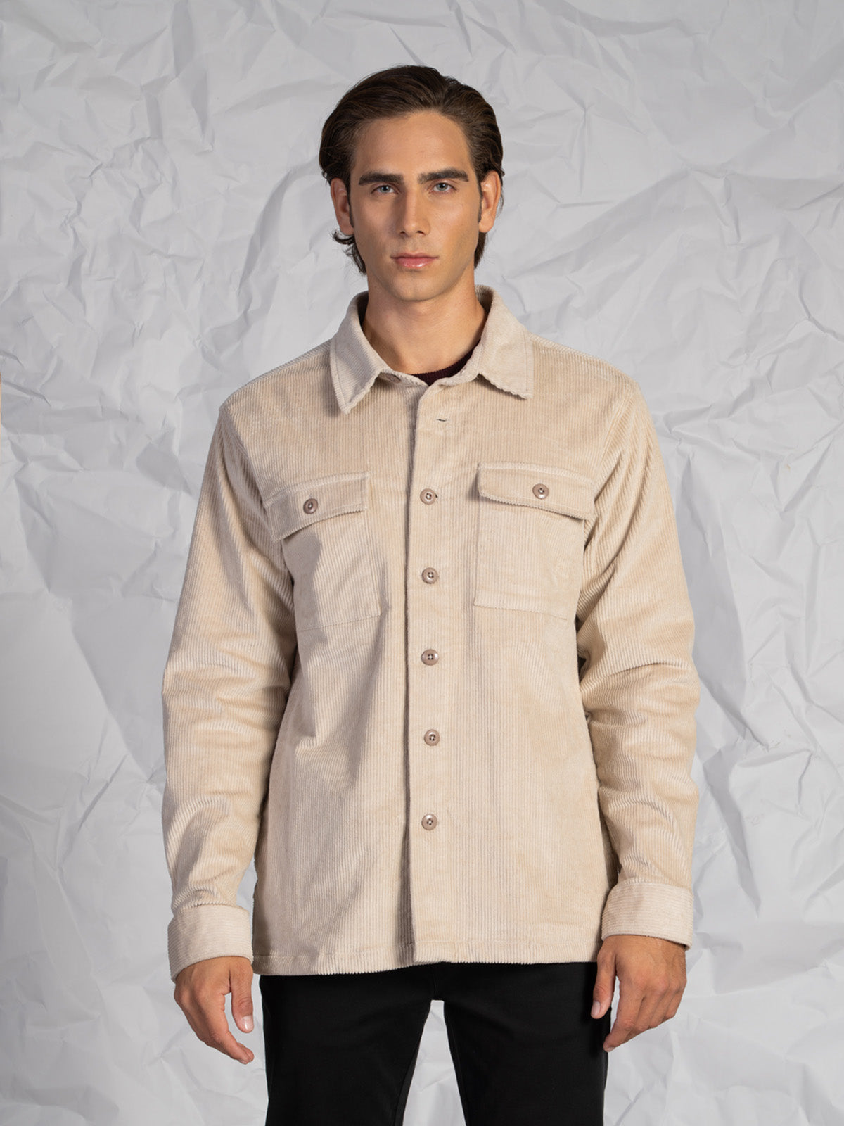 OVERSHIRT IN VELLUTO|Colore:Beige