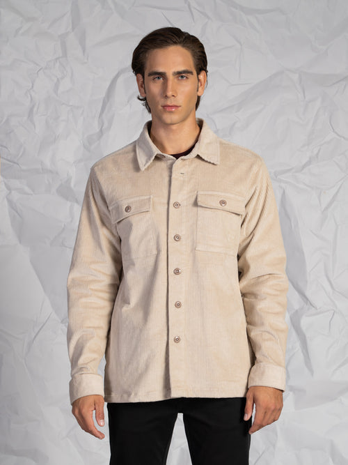 Overshirt in velluto|Colore:Beige