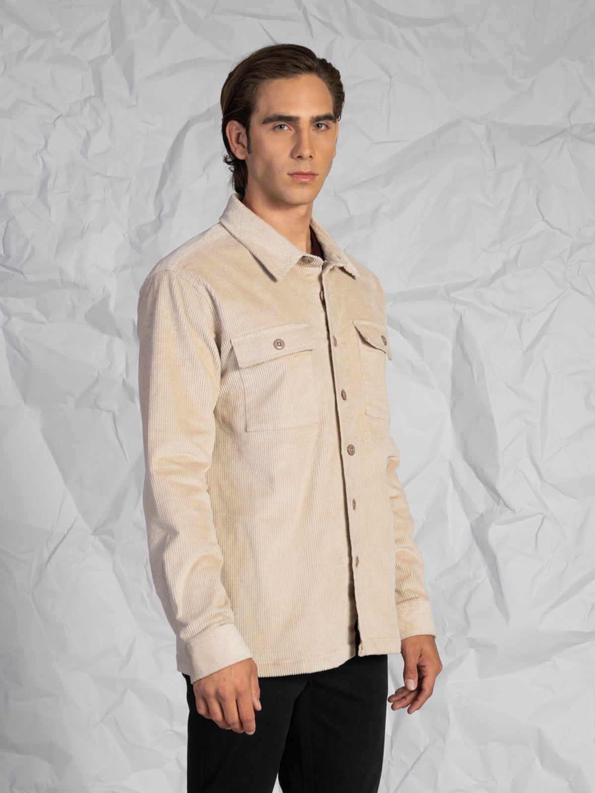 OVERSHIRT IN VELLUTO|Colore:Beige