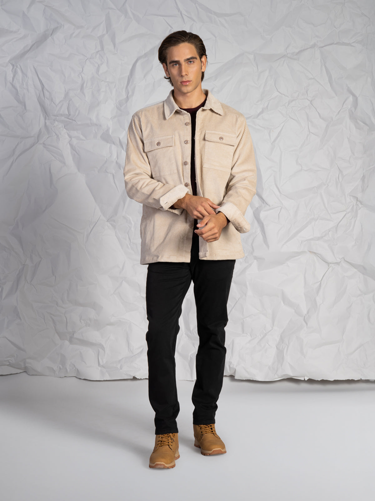 OVERSHIRT IN VELLUTO|Colore:Beige