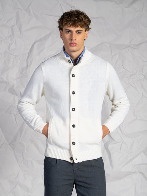 Cardigan con bottoni|Colore:Panna