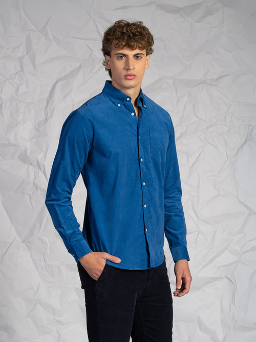 Camicia velluto millerighe|Colore:Denim