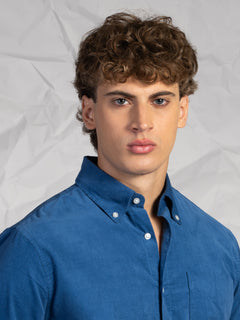 Camicia velluto millerighe|Colore:Denim