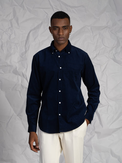 Camicia velluto millerighe|Colore:Blu