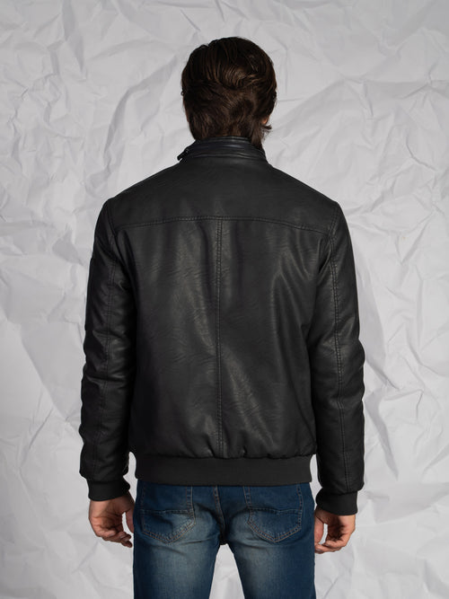 Giubbotto ecopelle|Colore:Nero