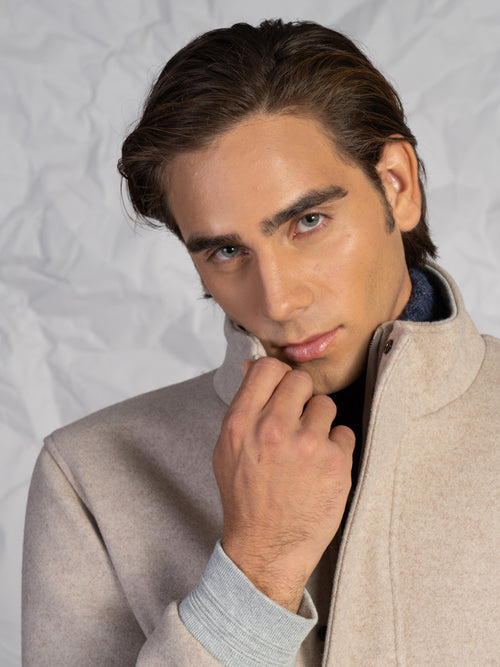 Giubbotto bomber in panno|Colore:Beige melange