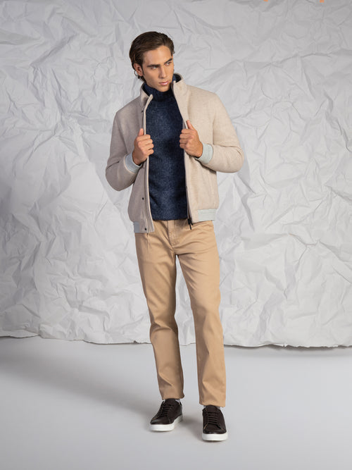 Giubbotto bomber in panno|Colore:Beige melange