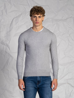 Maglia girocollo misto lana e cashmere|Colore:Grigio melange