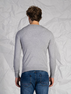 Maglia girocollo misto lana e cashmere|Colore:Grigio melange