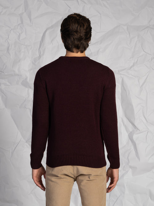 Maglia girocollo intrecciata|Colore:Bordeaux