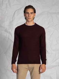 Maglia girocollo intrecciata|Colore:Bordeaux