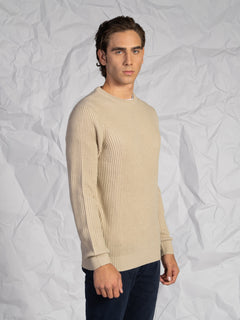 Maglia girocollo a coste|Colore:Beige