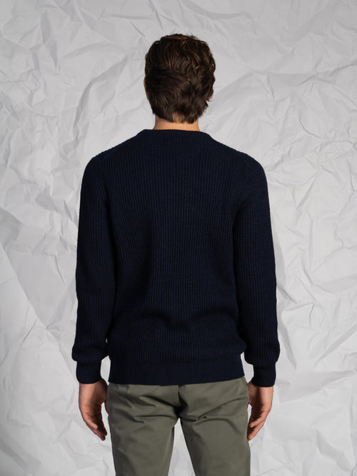 Maglia girocollo a coste|Colore:Blu