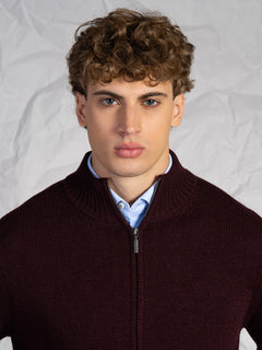 Cardigan con zip|Colore:Bordeaux