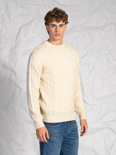 Maglia girocollo intrecciata|Colore:Beige