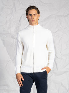 Cardigan con zip|Colore:Panna
