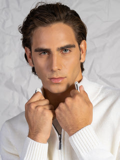 Cardigan con zip|Colore:Panna