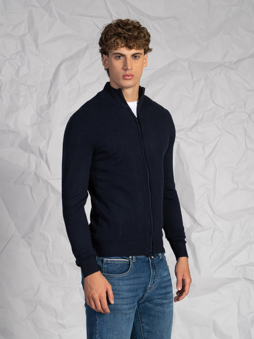 Cardigan con zip|Colore:Blu