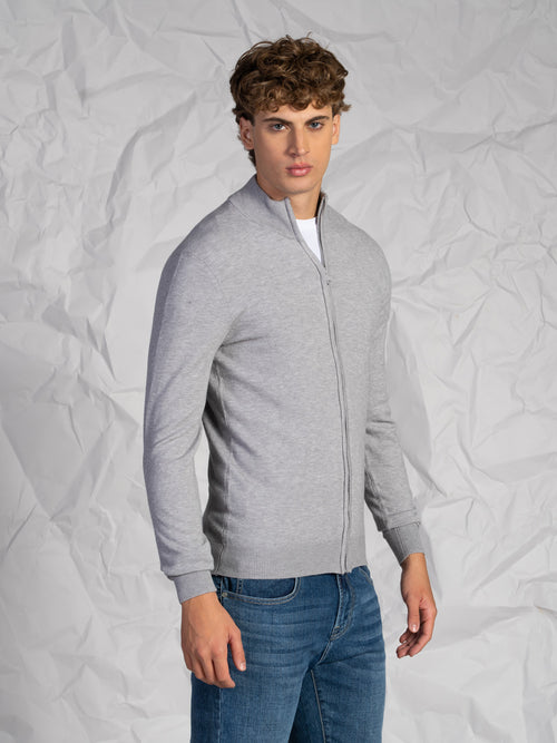 Cardigan con zip|Colore:Grigio melange