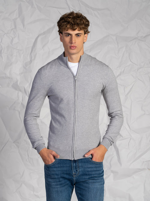 Cardigan con zip|Colore:Grigio melange